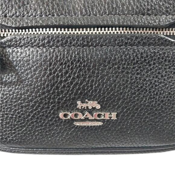 NWOT! COACH! BLACK GENUINE PEBBLE LEATHER SILVER HARDWARE HIP PACK SHOULDER BAG! - Picture 5 of 15